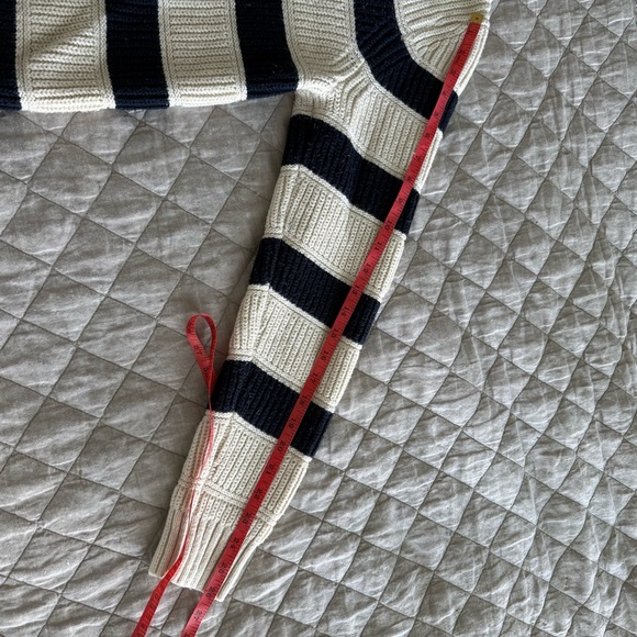 Nautica | Men’s Ribbed Knit Black & White Striped Crewneck Sweater - Picture 5 of 7